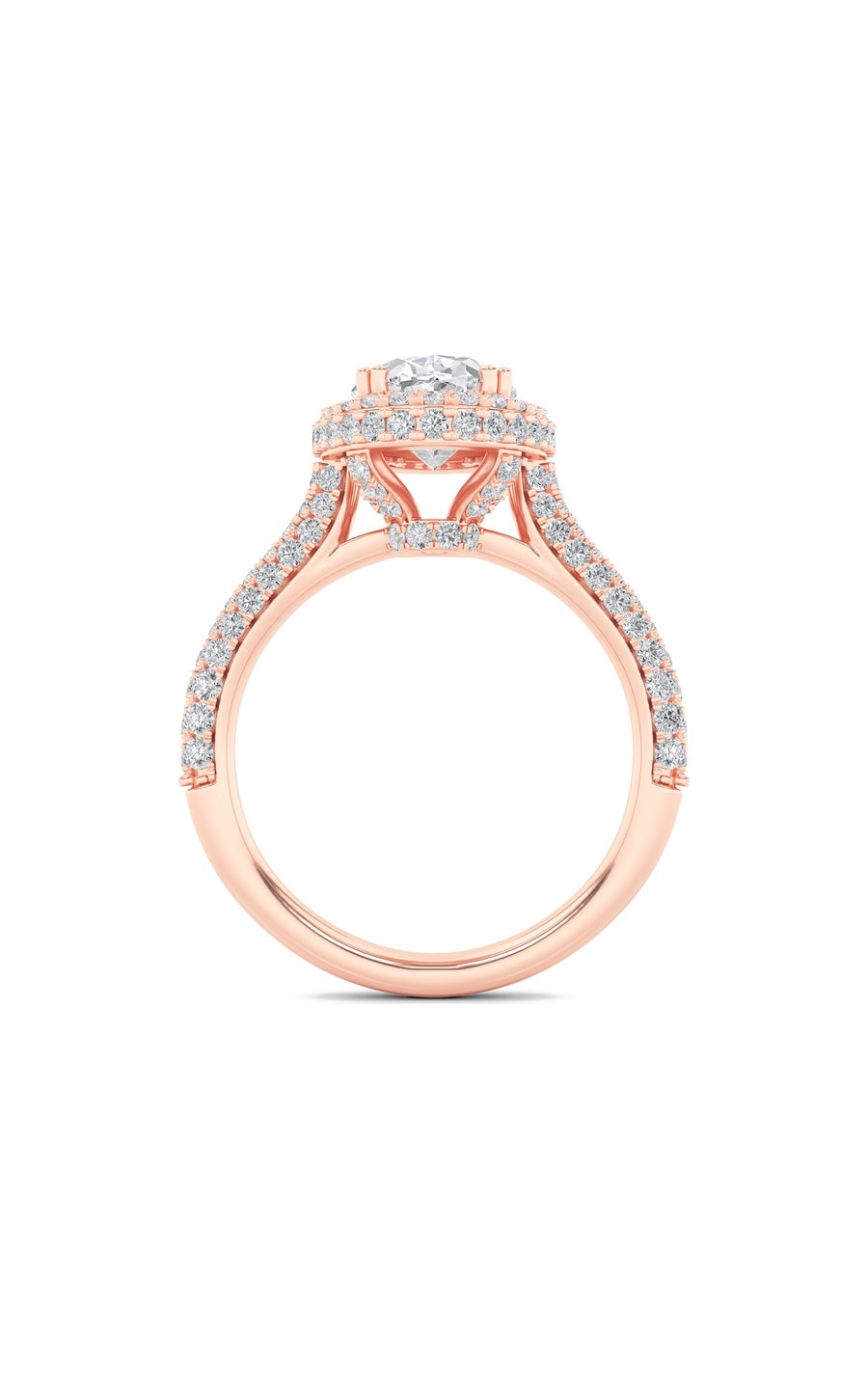 3Cttw Oval Shaped Lab Grown Diamond (F/VS) Halo Accented Engagement Ring in 14K Gold