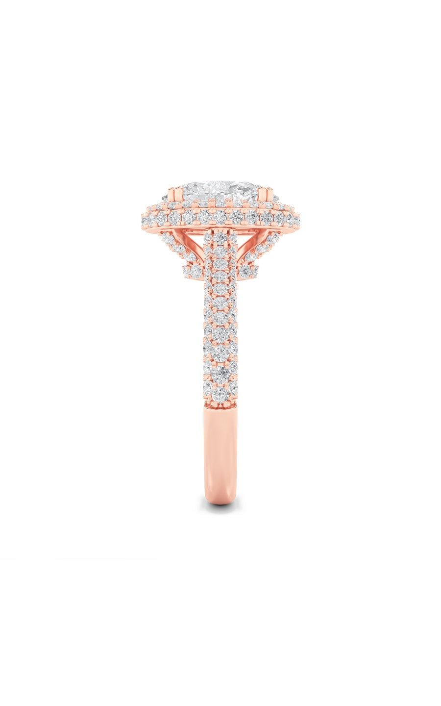 3Cttw Oval Shaped Lab Grown Diamond (F/VS) Halo Accented Engagement Ring in 14K Gold