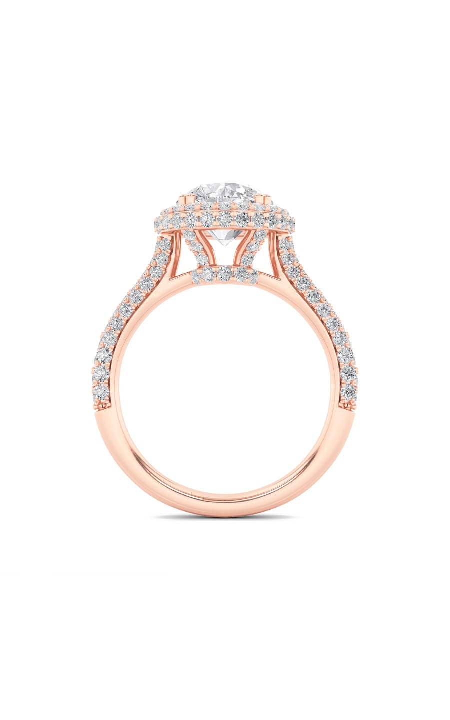 3Cttw Round Shaped Lab Grown Diamond (F/VS) Halo Accented Engagement Ring in 14K Gold