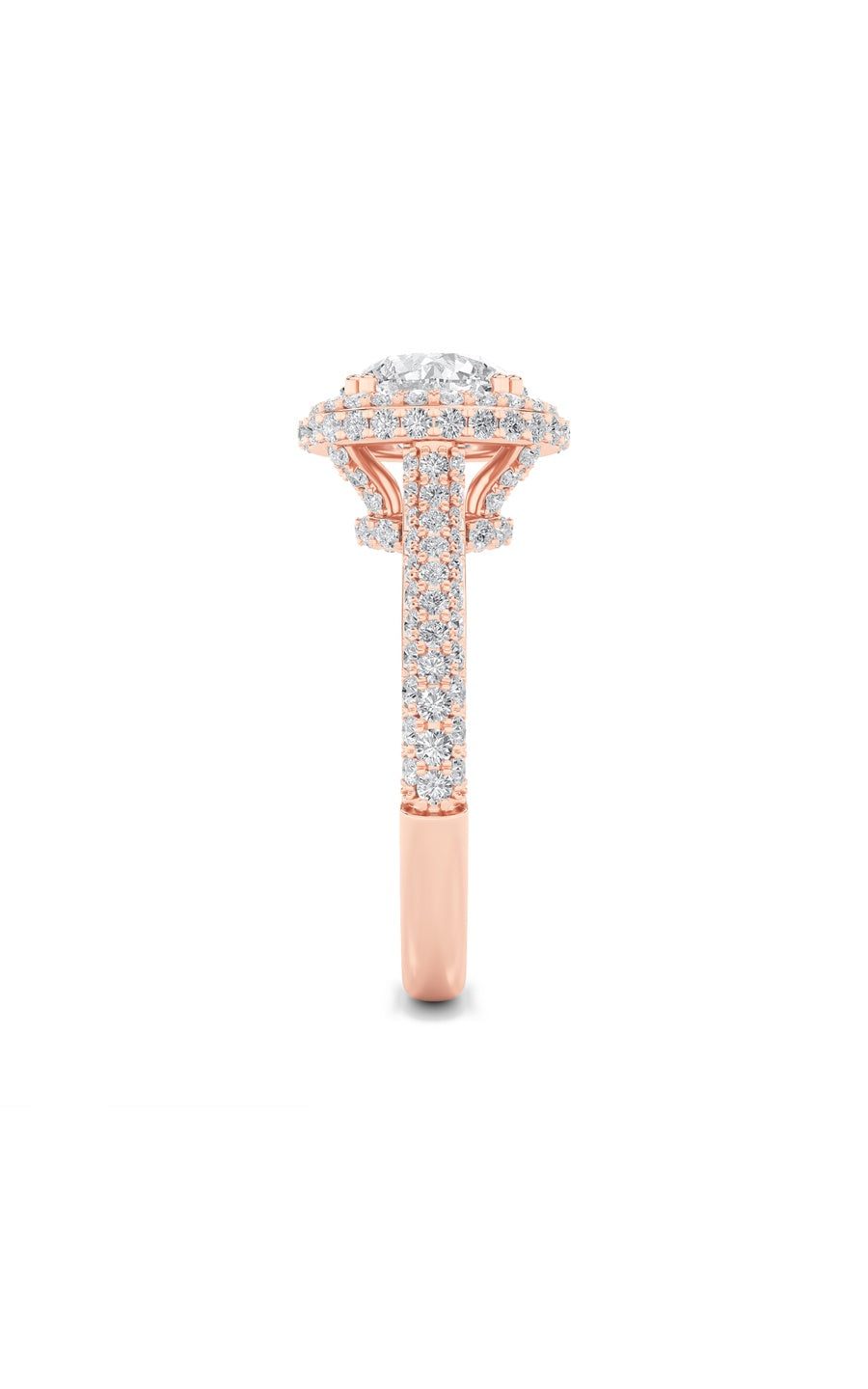 3Cttw Round Shaped Lab Grown Diamond (F/VS) Halo Accented Engagement Ring in 14K Gold