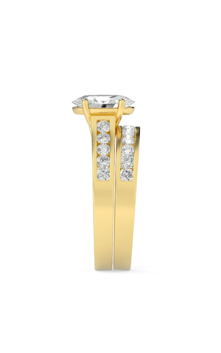 2Cttw Oval Shaped Lab Grown Diamond (G/VS) Channel Set Bridal Engagement Ring in 10K Gold
