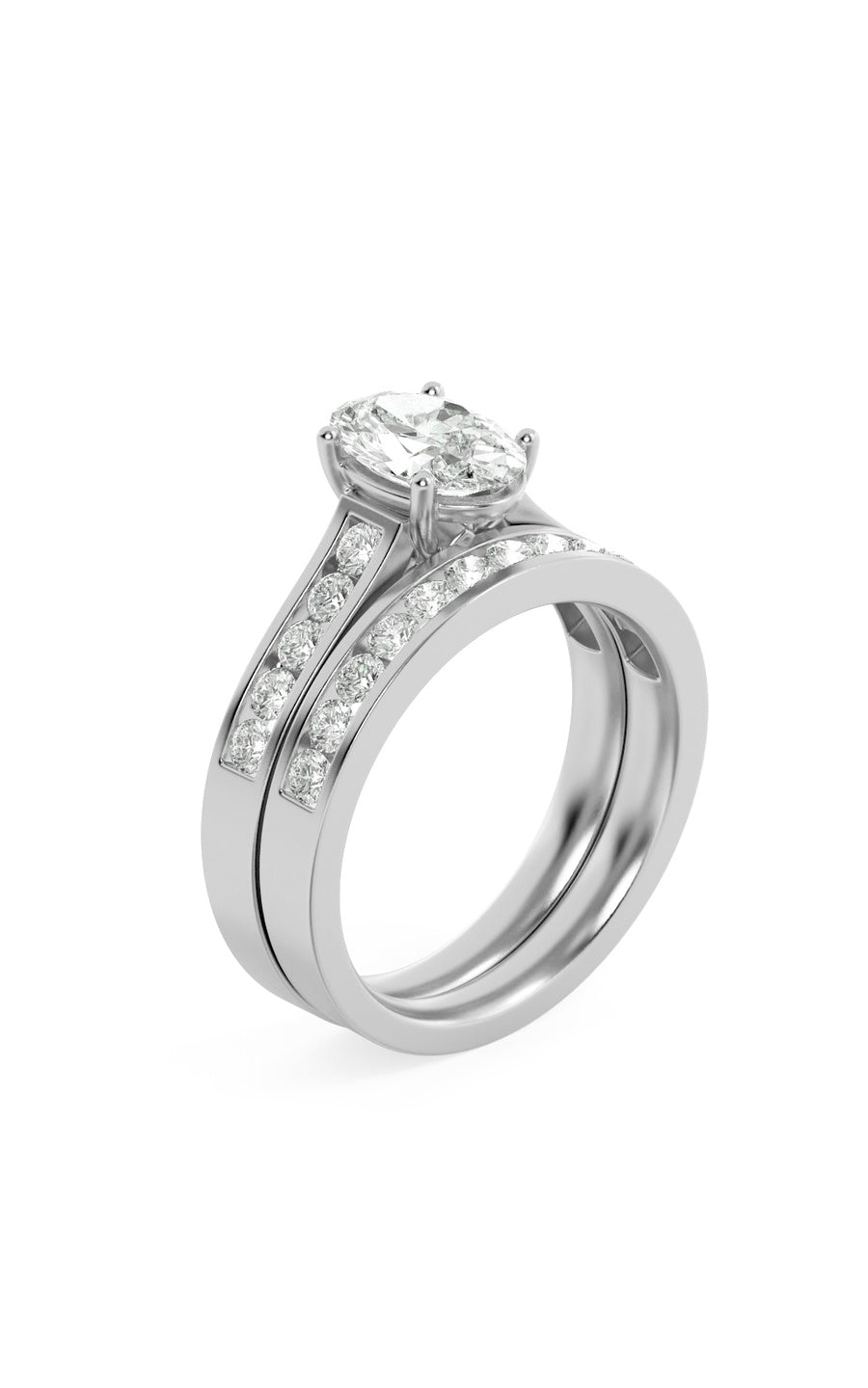 2Cttw Oval Shaped Lab Grown Diamond (G/VS) Channel Set Bridal Engagement Ring in 10K Gold