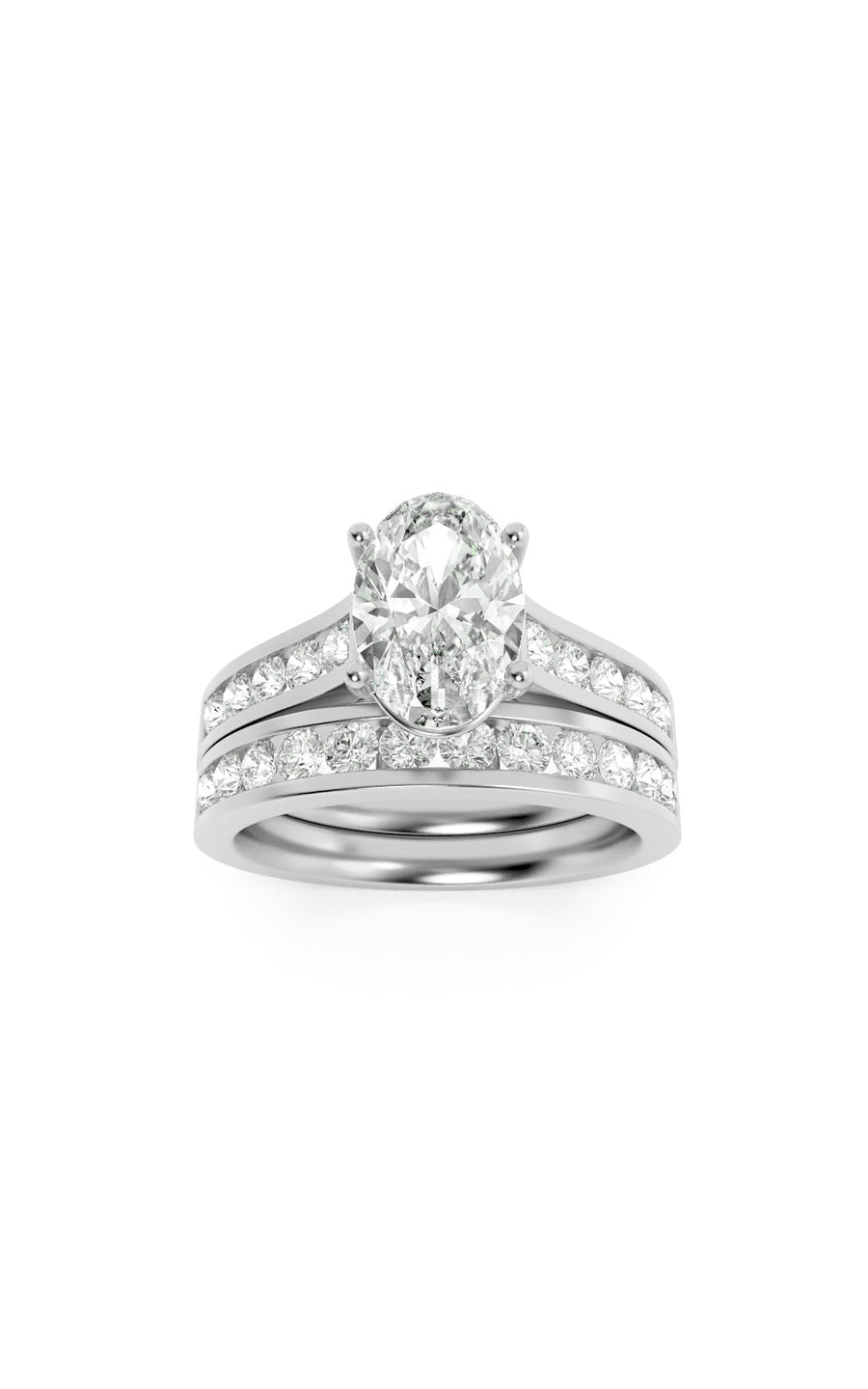 2Cttw Oval Shaped Lab Grown Diamond (G/VS) Channel Set Bridal Engagement Ring in 10K Gold