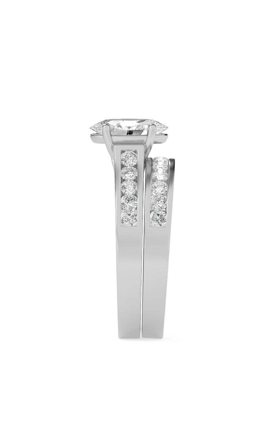 2Cttw Oval Shaped Lab Grown Diamond (G/VS) Channel Set Bridal Engagement Ring in 10K Gold