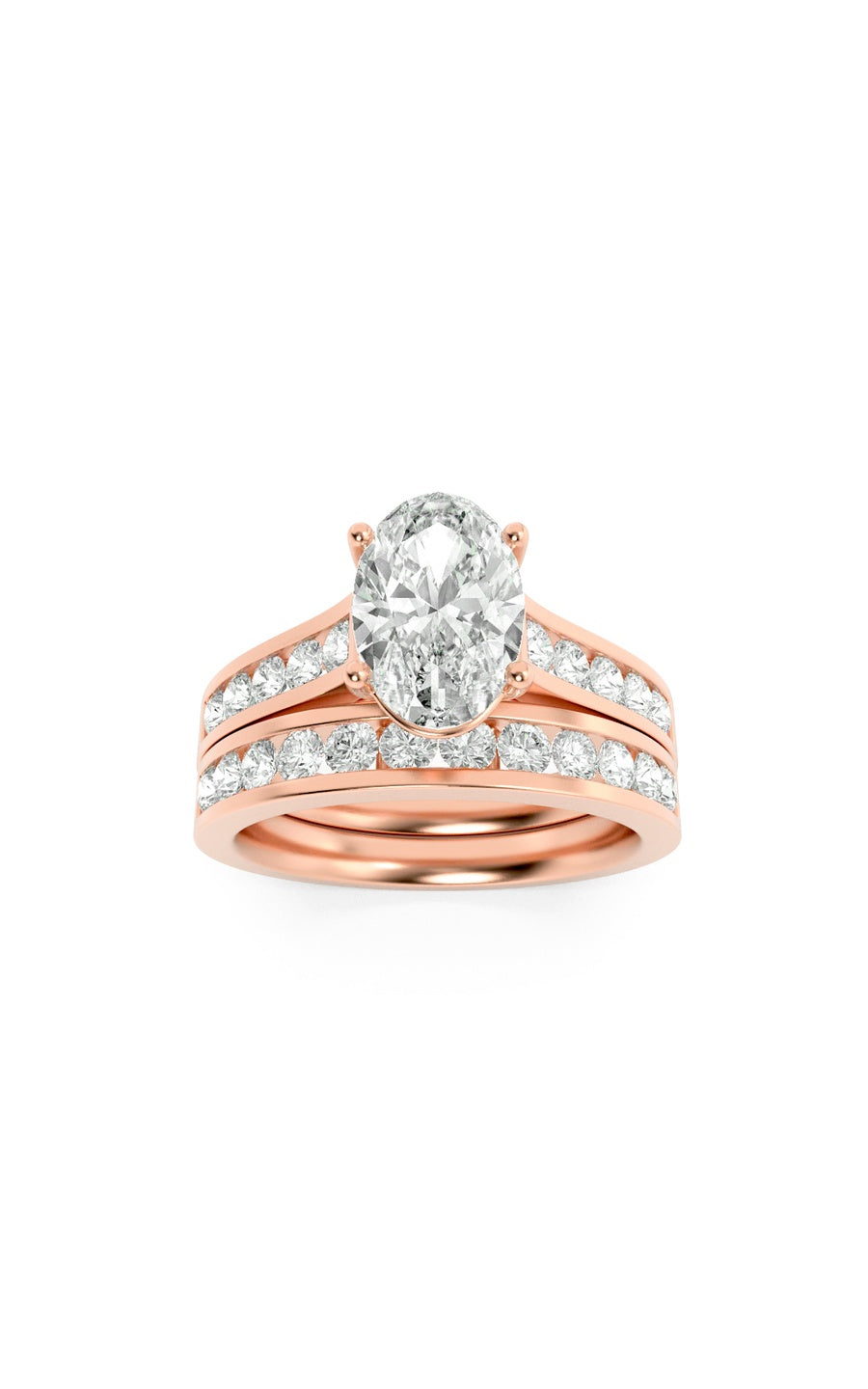 2Cttw Oval Shaped Lab Grown Diamond (G/VS) Channel Set Bridal Engagement Ring in 10K Gold