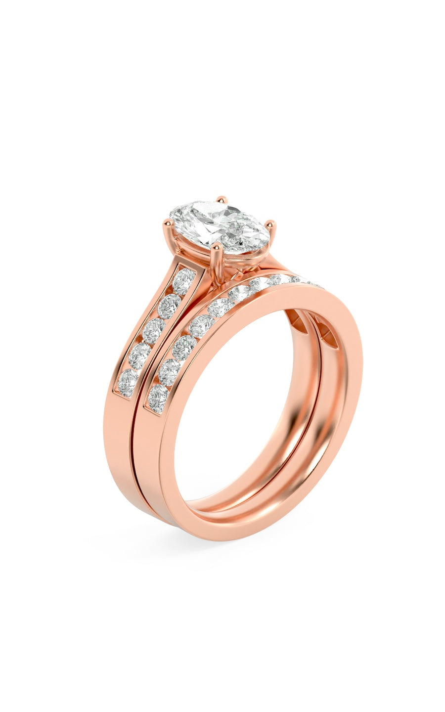 2Cttw Oval Shaped Lab Grown Diamond (G/VS) Channel Set Bridal Engagement Ring in 10K Gold