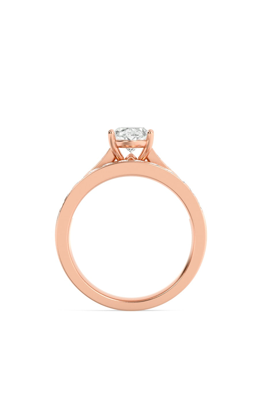 2Cttw Oval Shaped Lab Grown Diamond (G/VS) Channel Set Bridal Engagement Ring in 10K Gold