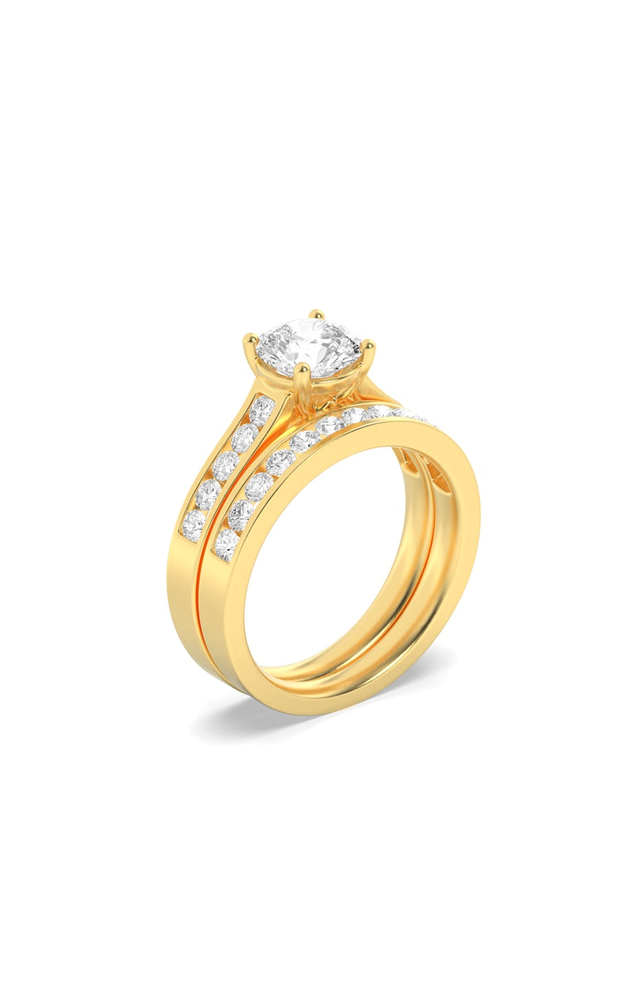 2Cttw Round Shaped Lab Grown Diamond (F/VS) Channel Set Bridal Engagement Ring in 14K Gold
