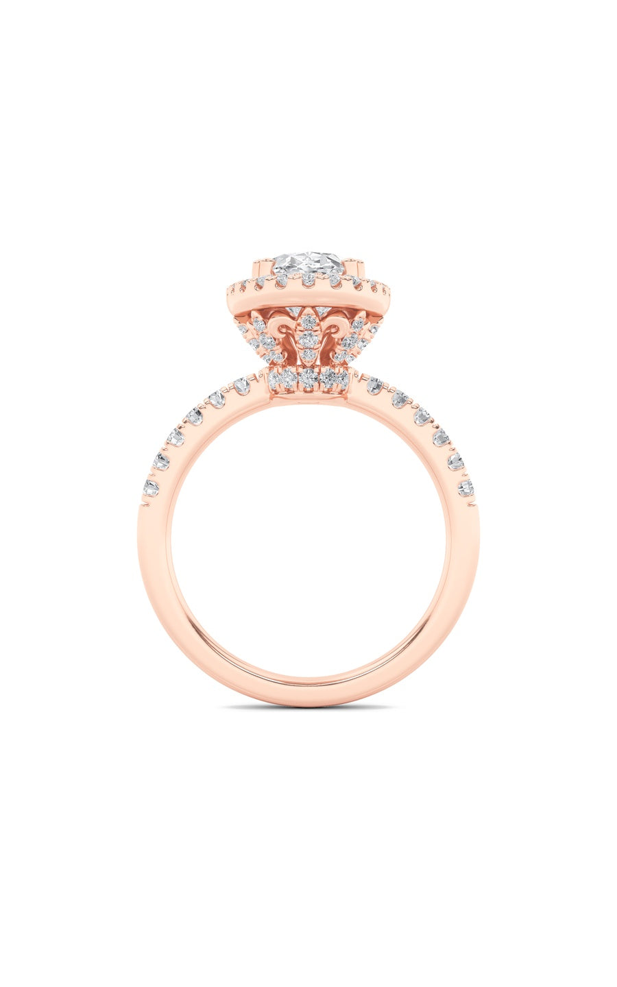 3Cttw Oval Shaped Lab Grown Diamond (F/VS) Halo Accented Engagement Ring in 14K Gold