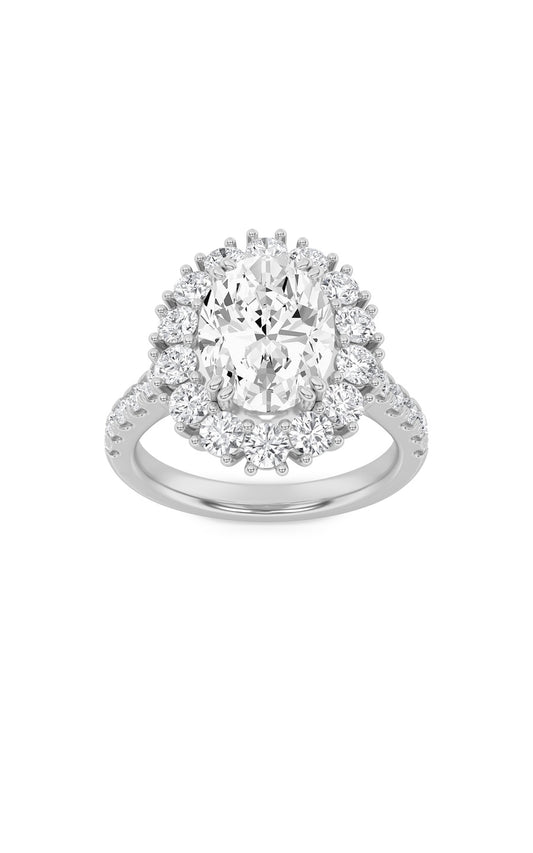 4Cttw Oval Shaped Lab Grown Diamond (F/VS) Bold Classic Engagement Ring in 14K Gold
