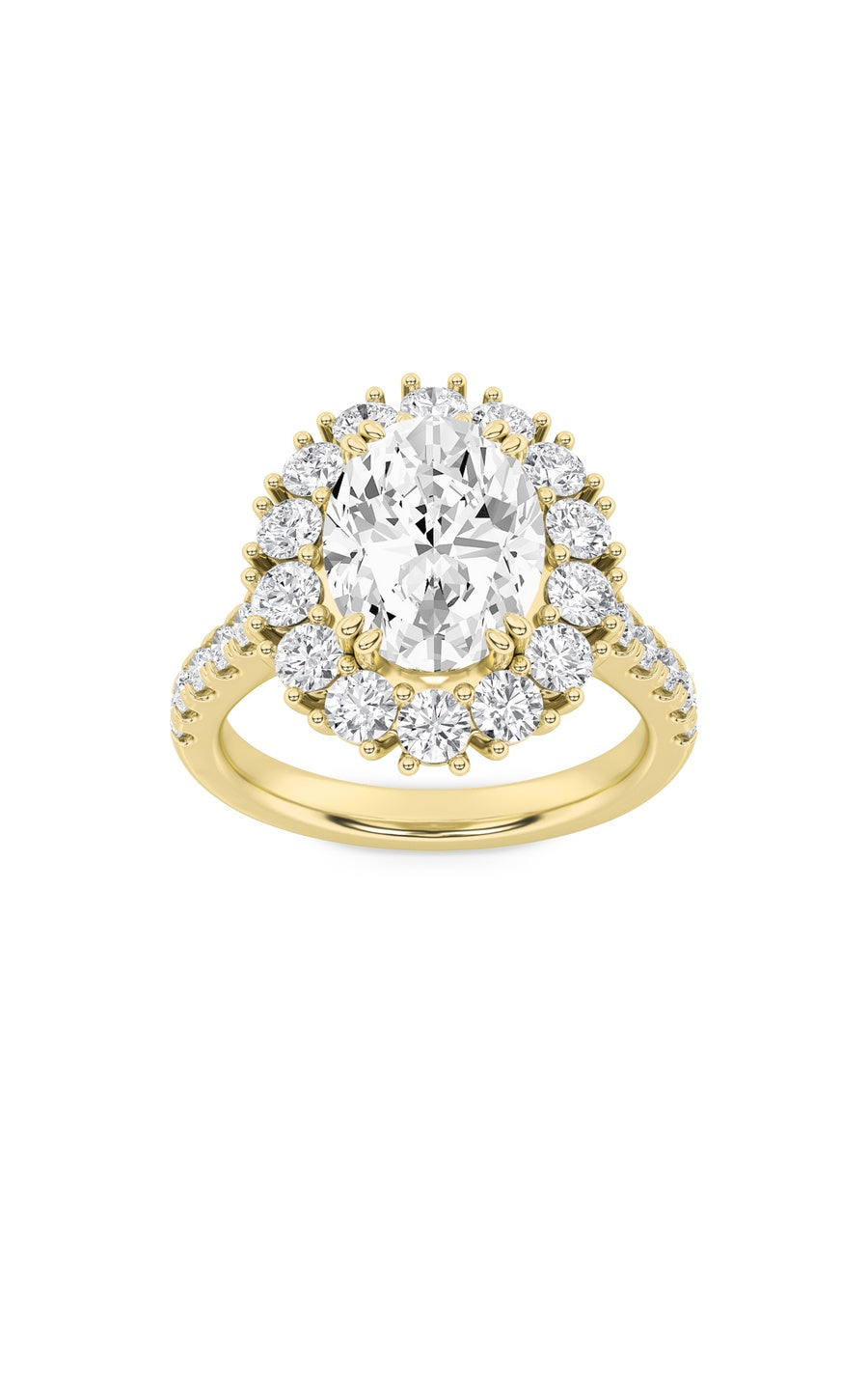 4Cttw Oval Shaped Lab Grown Diamond (F/VS) Bold Classic Engagement Ring in 14K Gold