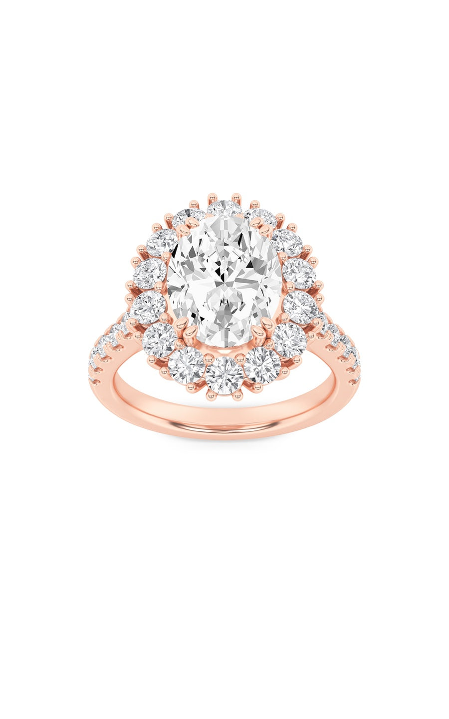 4Cttw Oval Shaped Lab Grown Diamond (F/VS) Bold Classic Engagement Ring in 14K Gold