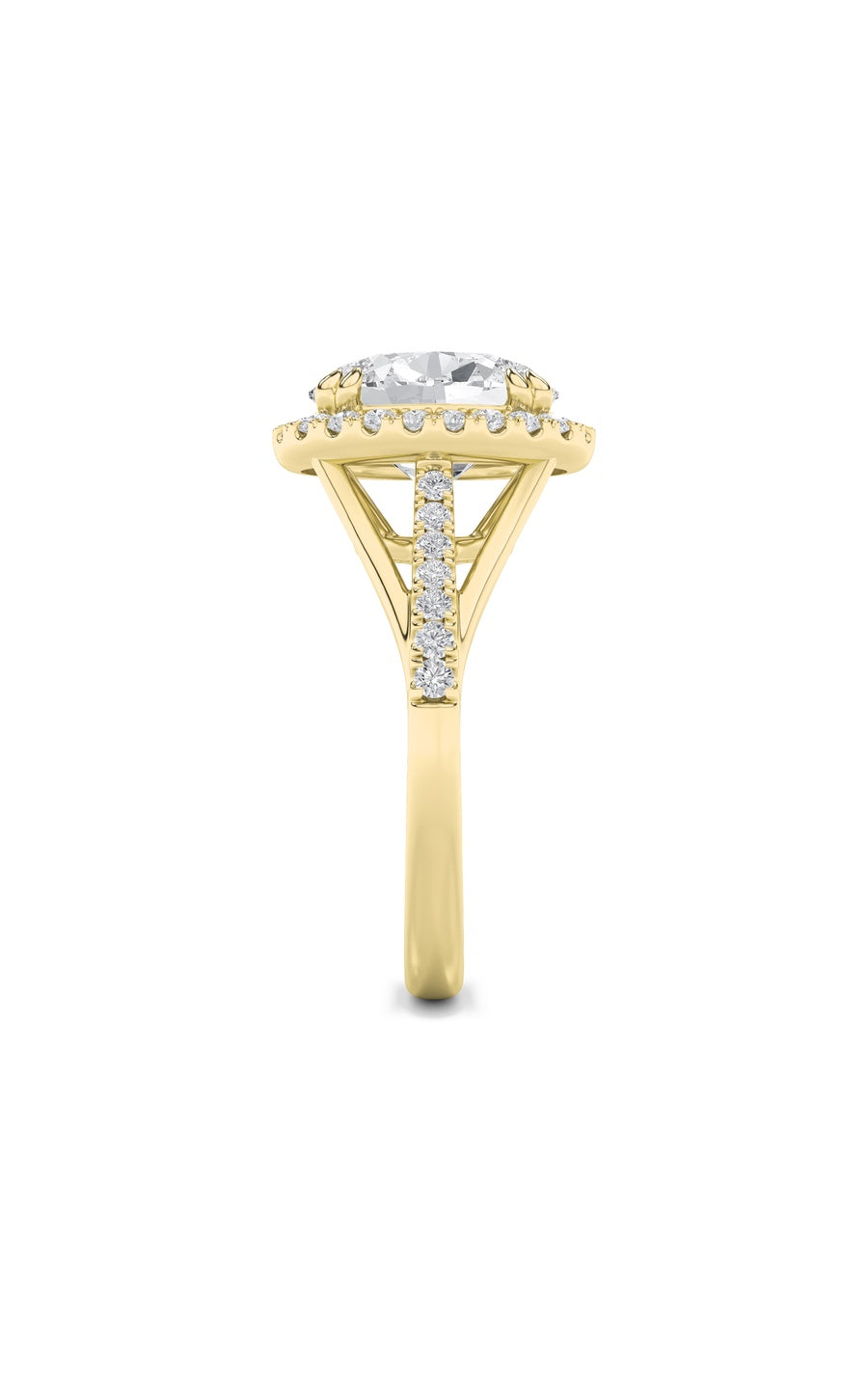 3Cttw Oval Shaped Lab Grown Diamond (F/VS) Halo Accented Engagement Ring in 14K Gold