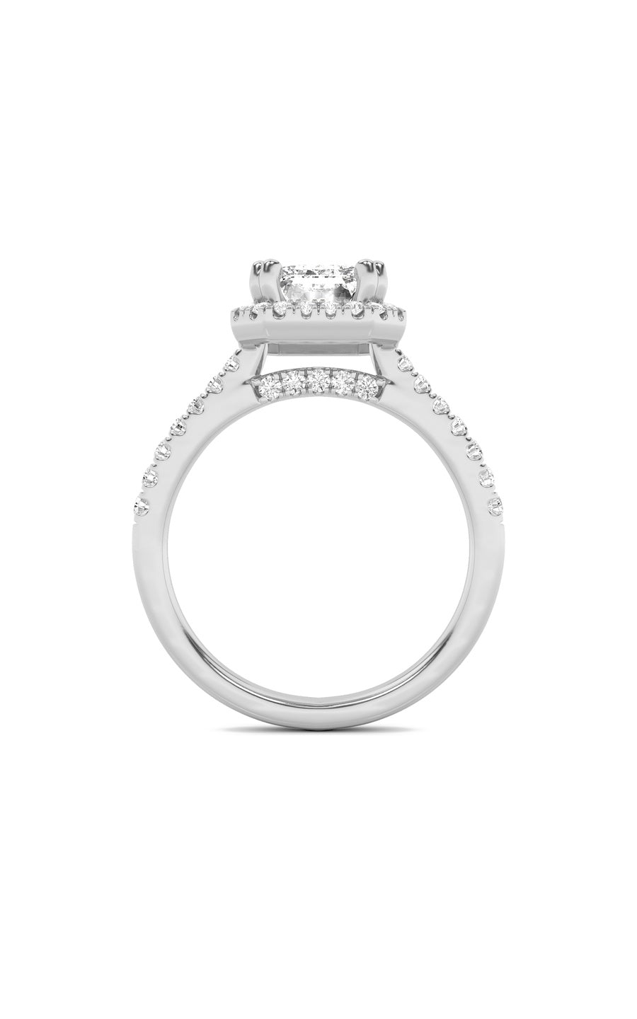 2.5Cttw Emerald Shaped Lab Grown Diamond (F/VS) Halo Accented Engagement Ring in 14K Gold