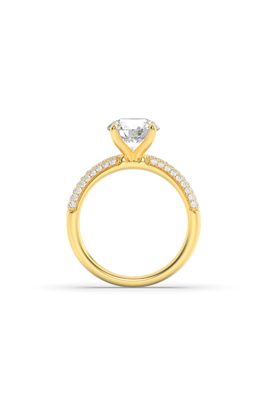2.5Cttw Round Shaped Lab Grown Diamond (F/VS) Three Row Micro Pave Engagement Ring in 14K Gold