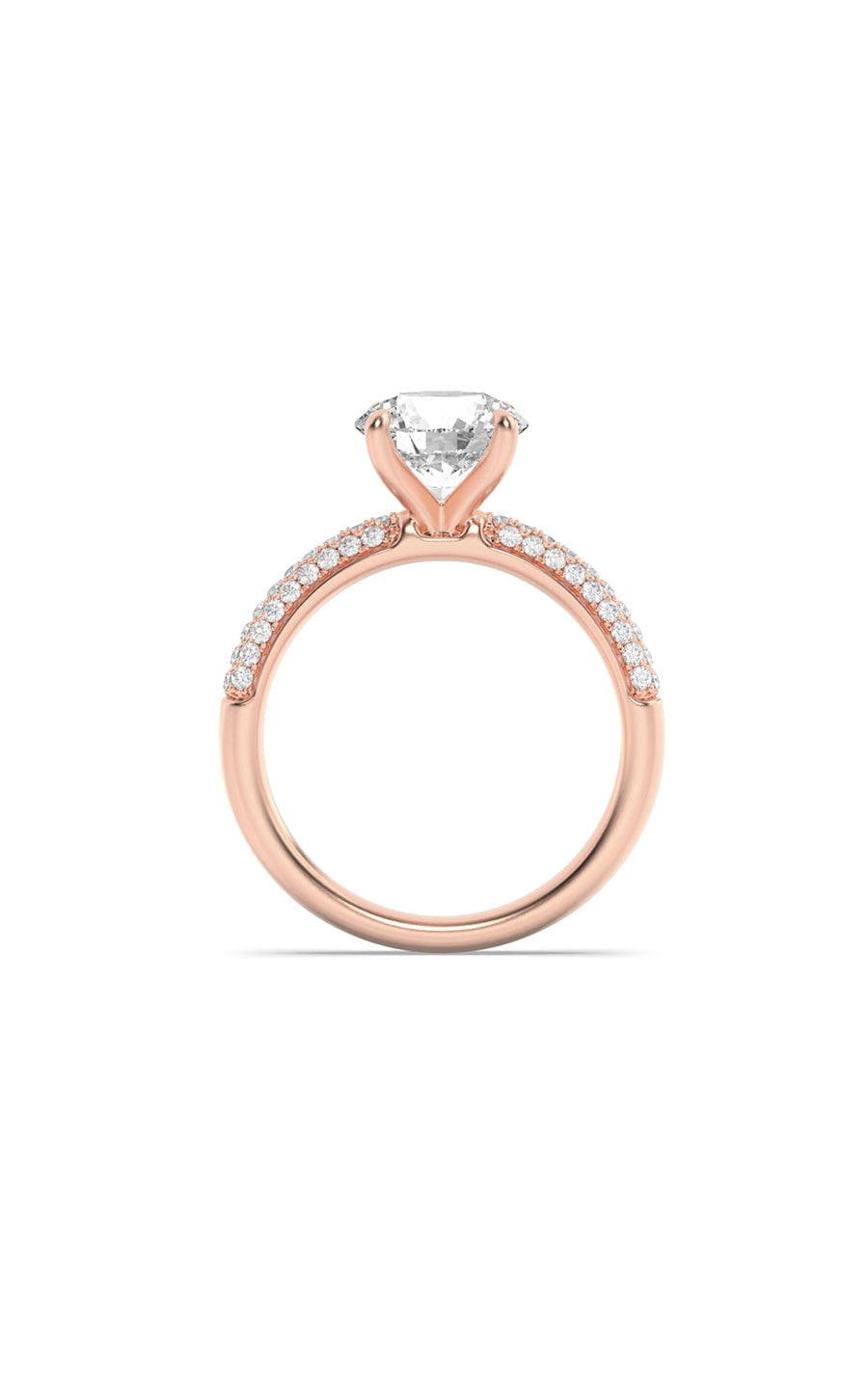 2.5Cttw Round Shaped Lab Grown Diamond (F/VS) Three Row Micro Pave Engagement Ring in 14K Gold