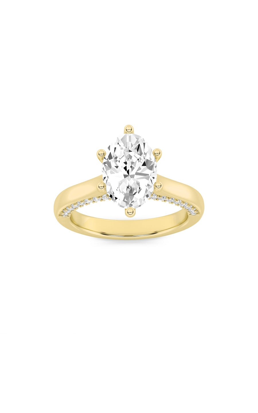 2Cttw Oval Shaped Lab Grown Diamond (F/VS) Tulip Motif Accented Engagement Ring in 14K Gold