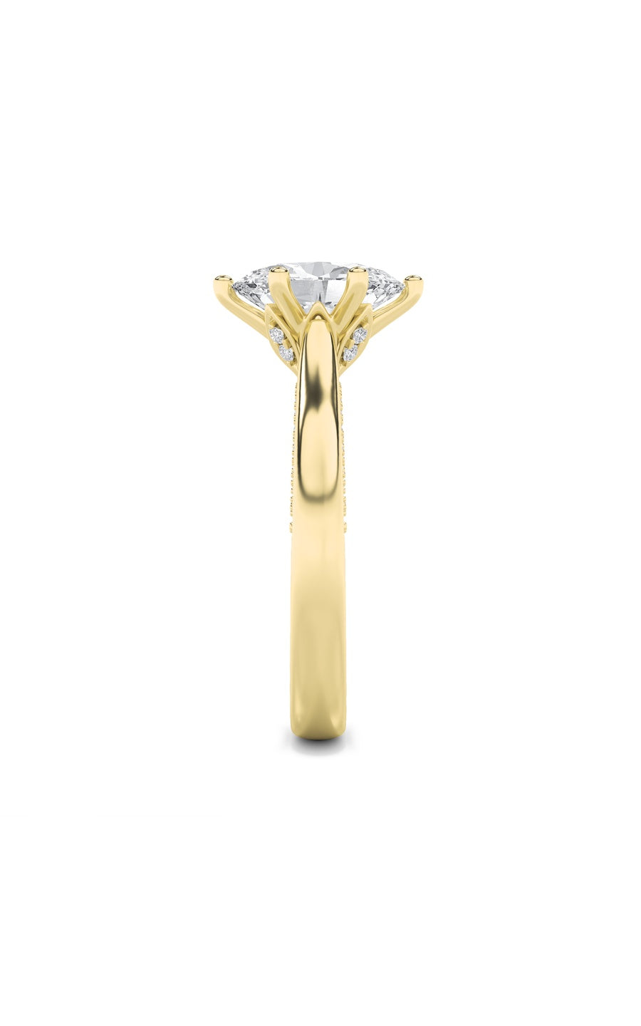 2Cttw Oval Shaped Lab Grown Diamond (F/VS) Tulip Motif Accented Engagement Ring in 14K Gold