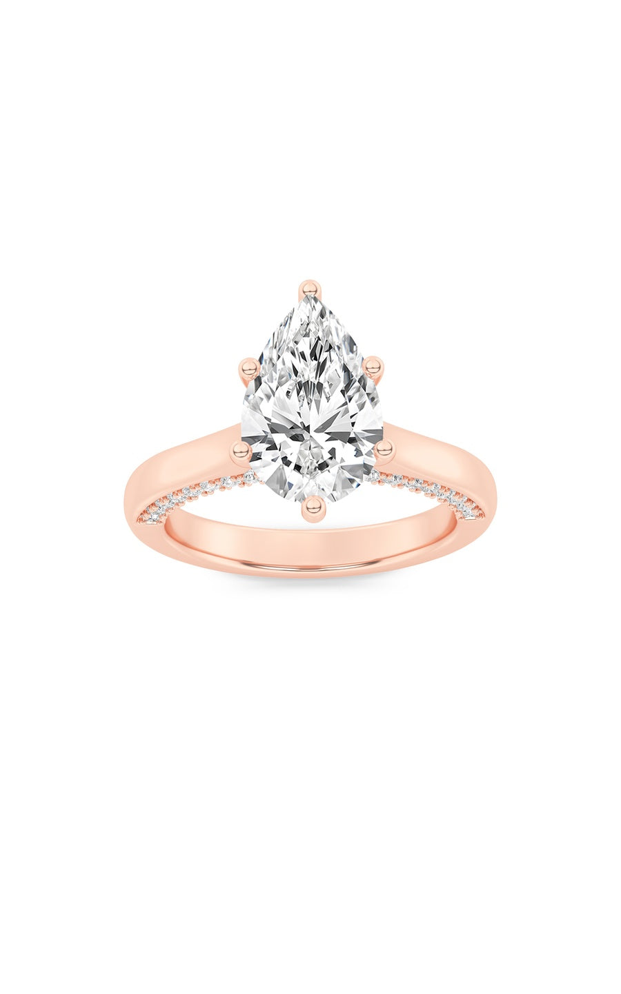 2Cttw Pear Shaped Lab Grown Diamond (F/VS) Tulip Motif Accented Engagement Ring in 14K Gold