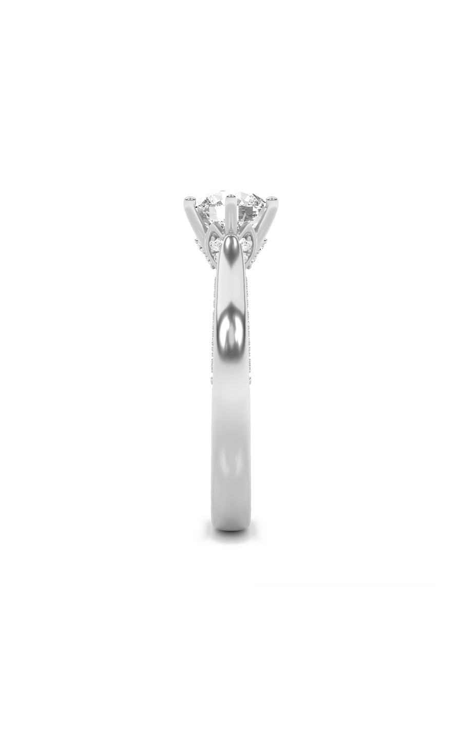 2Cttw Round Shaped Lab Grown Diamond (F/VS) TulipMotif Accented Engagement Ring in 14K Gold