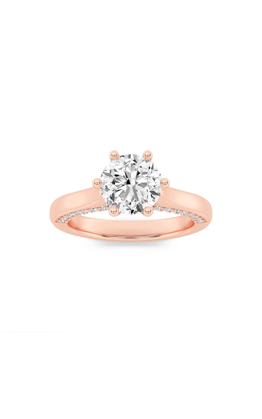 2Cttw Round Shaped Lab Grown Diamond (F/VS) TulipMotif Accented Engagement Ring in 14K Gold