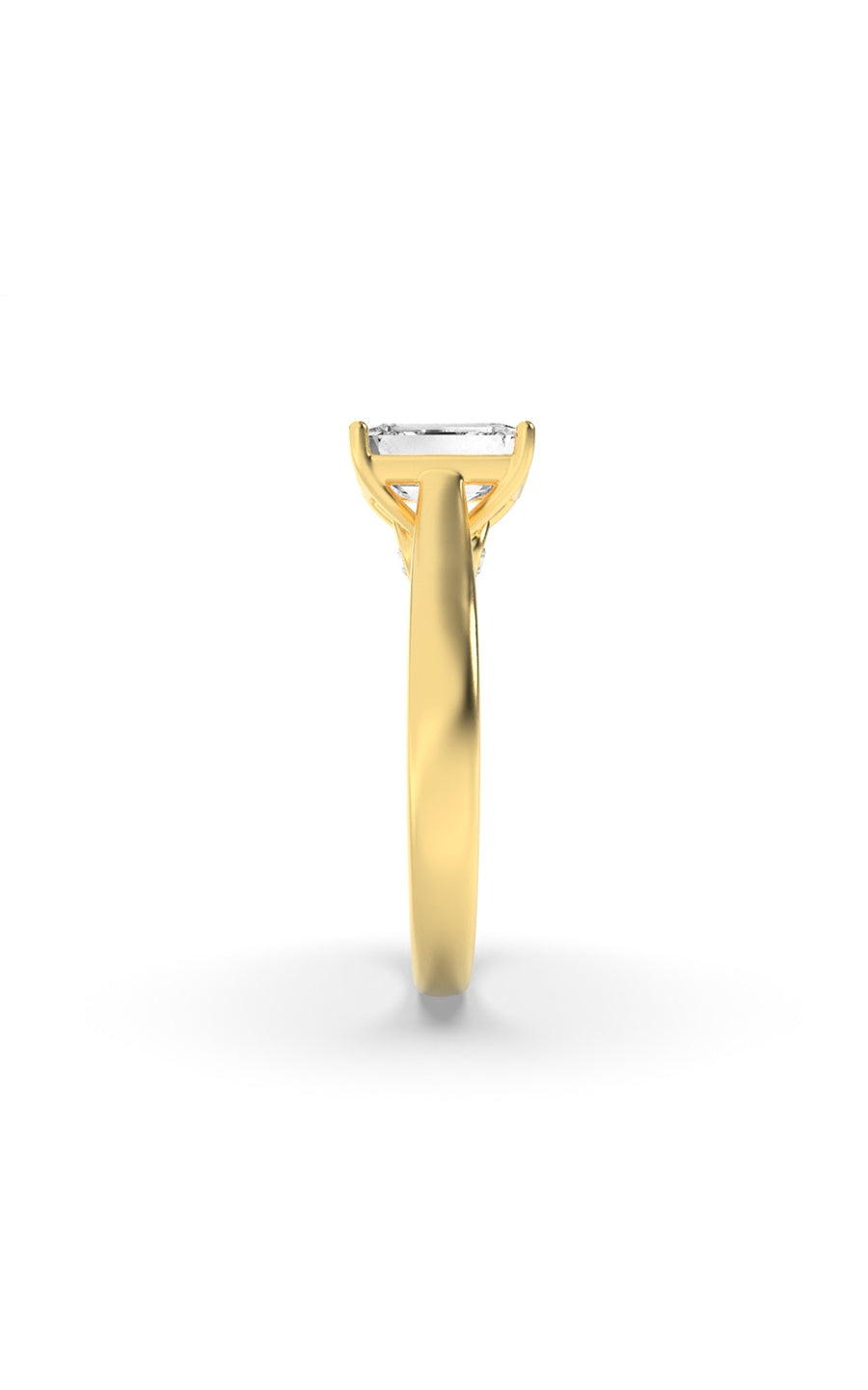 2Cttw Emerald Shaped Lab Grown Diamond (G/VS) Accented Bridge Shank Engagement Ring in 14K Gold