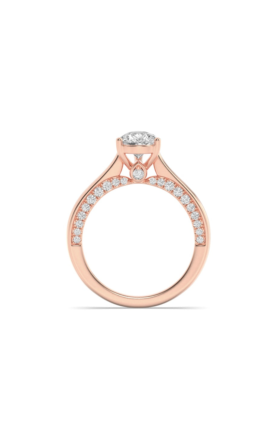 2Cttw Pear Shaped Lab Grown Diamond (F/VS) Accented Bridge Shank Engagement Ring in 14K Gold