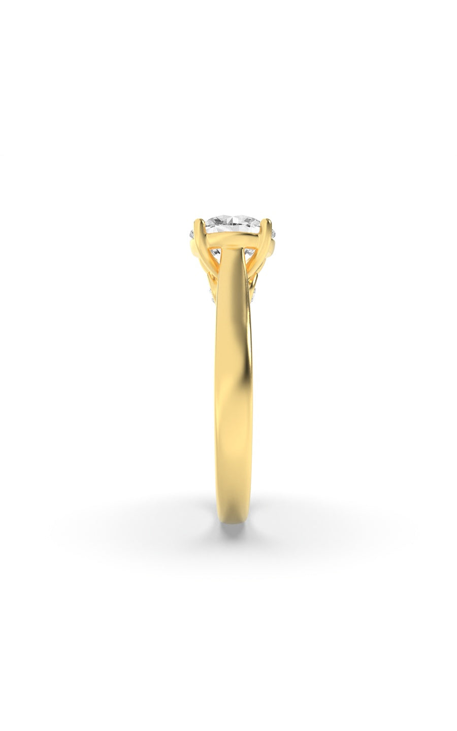1.33Cttw Round Shaped Lab Grown Diamond (F/VS) Accented Bridge Shank Engagement Ring in 14K Gold
