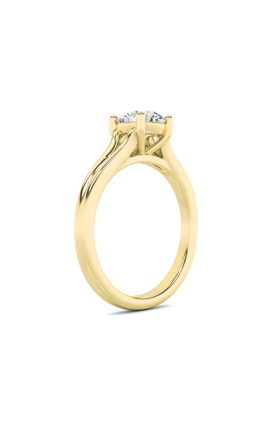 1Cttw Round Shaped Lab Grown Diamond (F/VS) SplitShank Solitaire Engagement Ring in 14K Gold