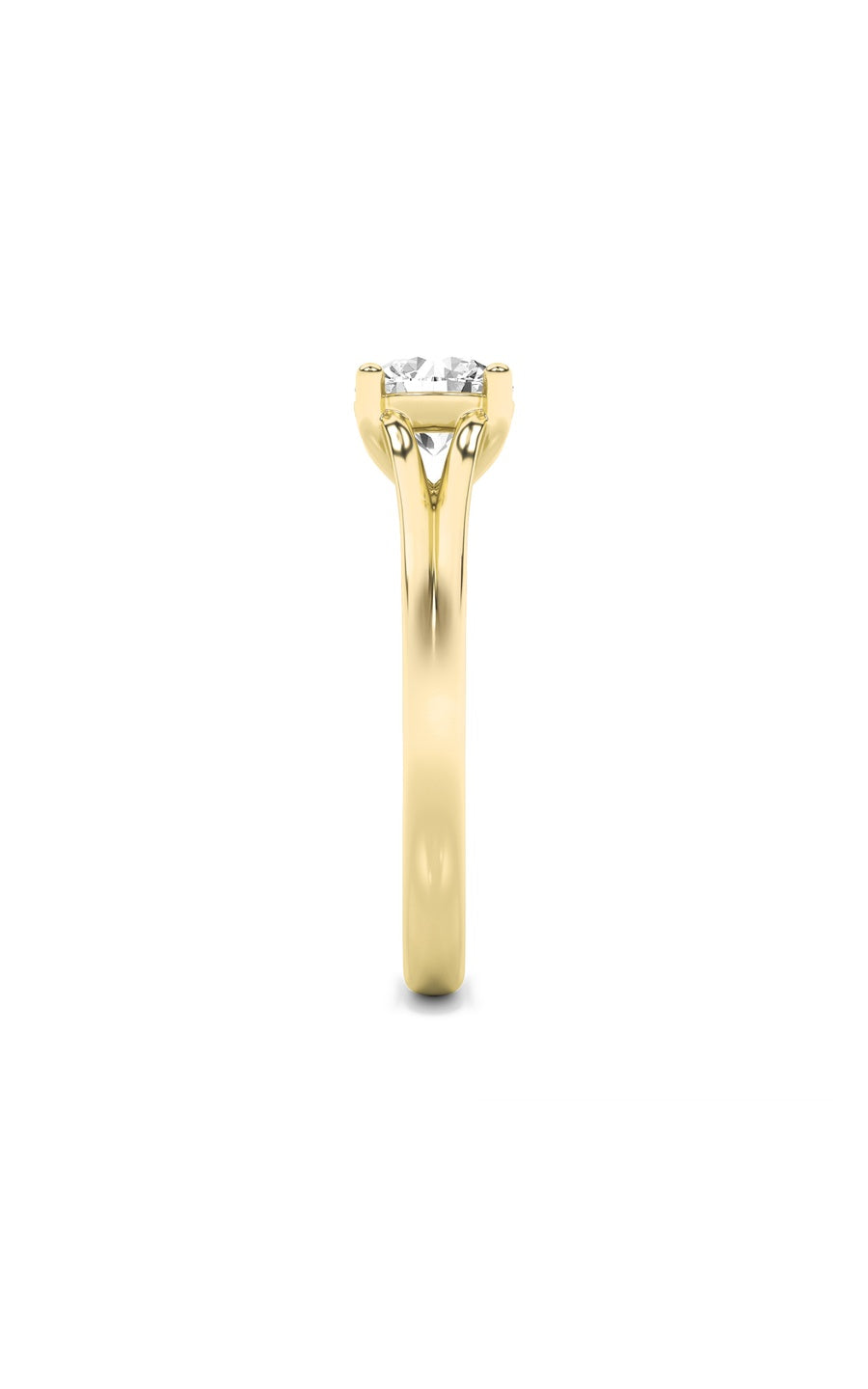 1Cttw Round Shaped Lab Grown Diamond (F/VS) SplitShank Solitaire Engagement Ring in 14K Gold