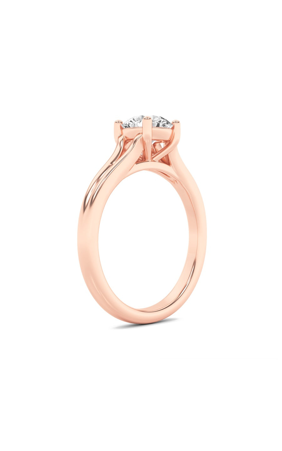 2CTW Round Shaped Lab Grown Diamond (F/VS) Split Shank Solitaire Engagement Ring in 14K Gold