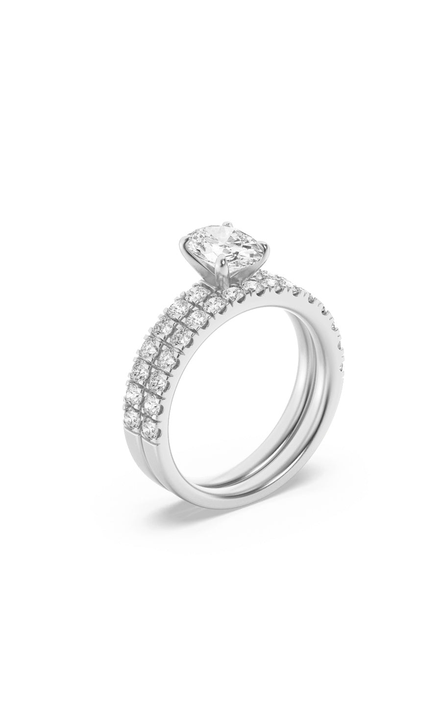 2Cttw Oval Shaped Lab Grown Diamond (F/VS) ClassicAccented  Set With Band and Engagement Ring in 14K Gold