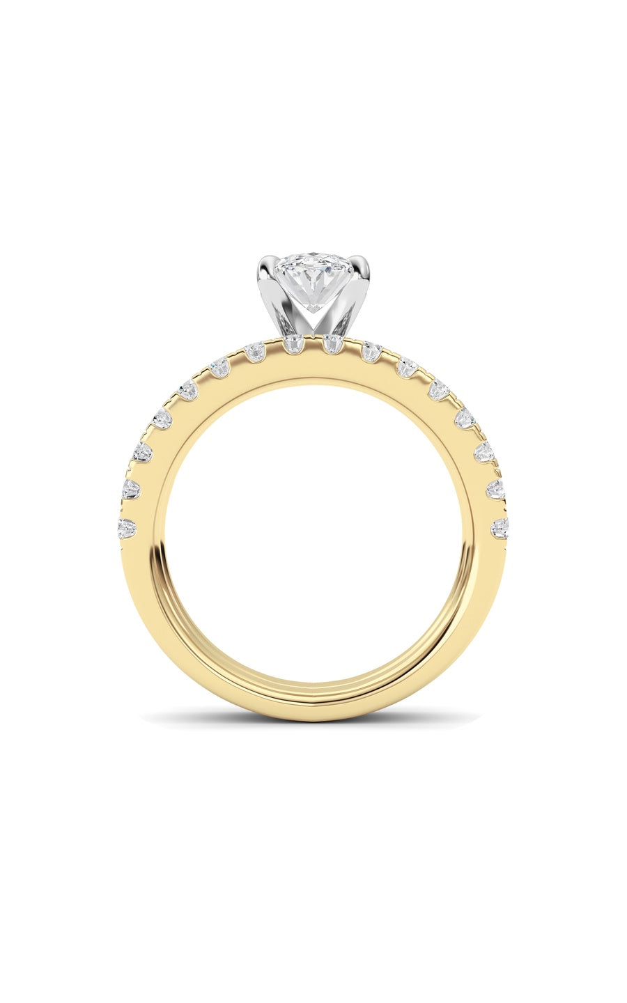 2Cttw Oval Shaped Lab Grown Diamond (F/VS) ClassicAccented  Set With Band and Engagement Ring in 14K Gold
