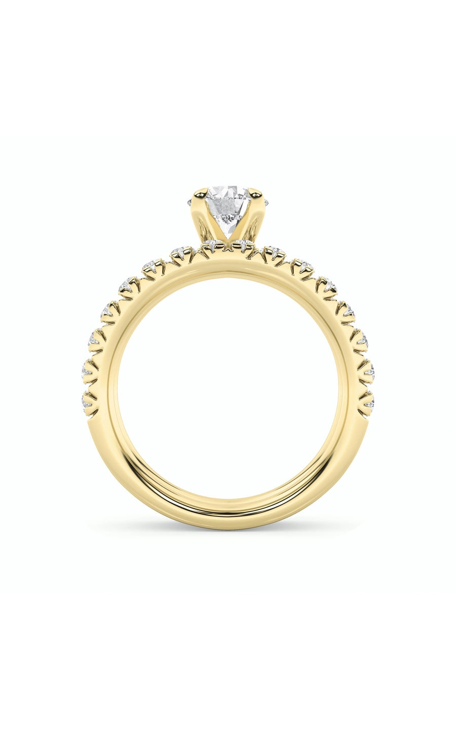 2Cttw Round Shaped Lab Grown Diamond (F/VS) Classic Accented Set With Band and Engagement Ring in 14K Gold