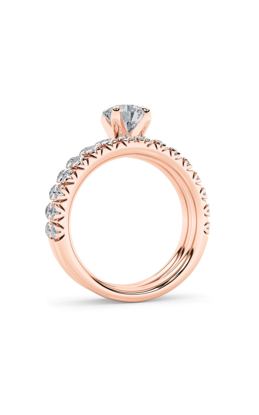 2Cttw Round Shaped Lab Grown Diamond (F/VS) Classic Accented Set With Band and Engagement Ring in 14K Gold