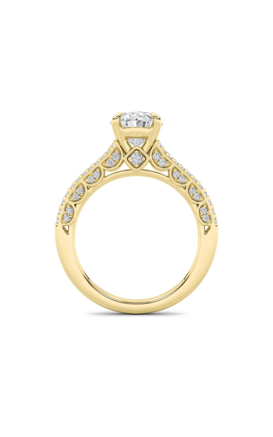 2Cttw Oval Shaped Lab Grown Diamond (F/VS) Split Shank Accented Engagement Ring in 14K Gold