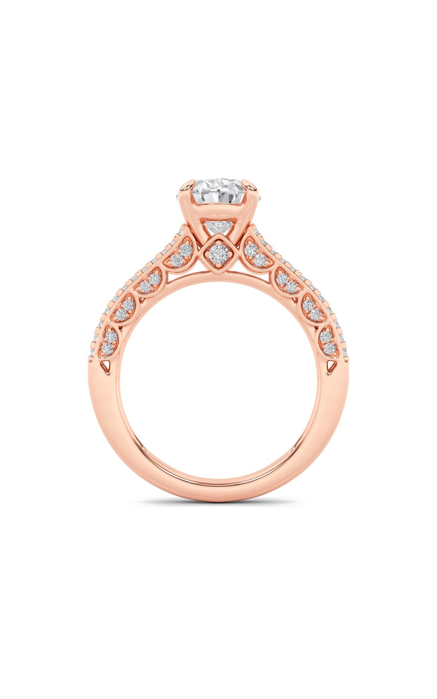 2Cttw Oval Shaped Lab Grown Diamond (F/VS) Split Shank Accented Engagement Ring in 14K Gold