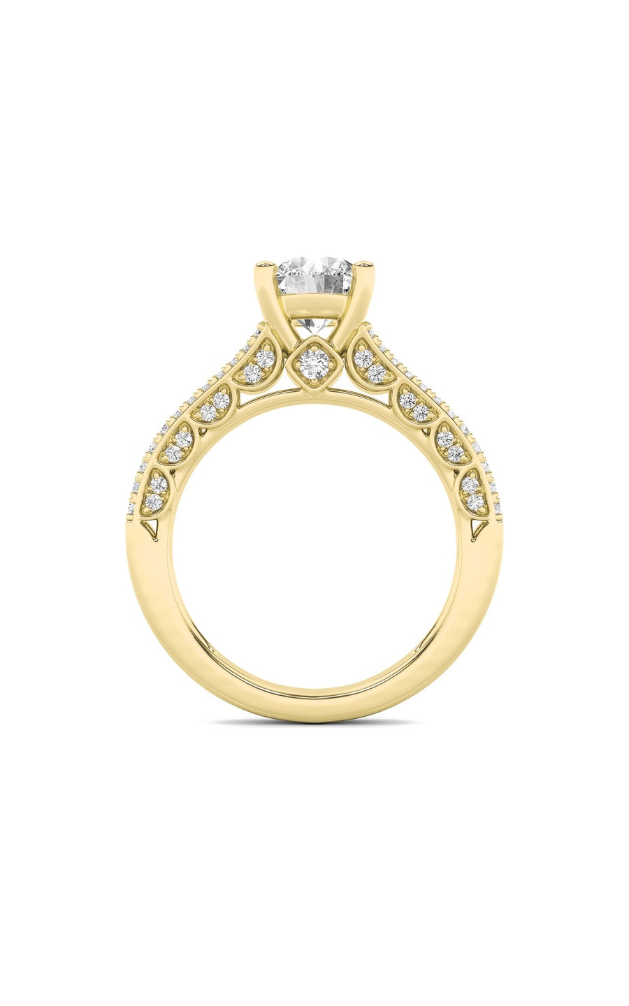 2Cttw Round Shaped Lab Grown Diamond (F/VS) SplitShank Accented Engagement Ring in 14K Gold