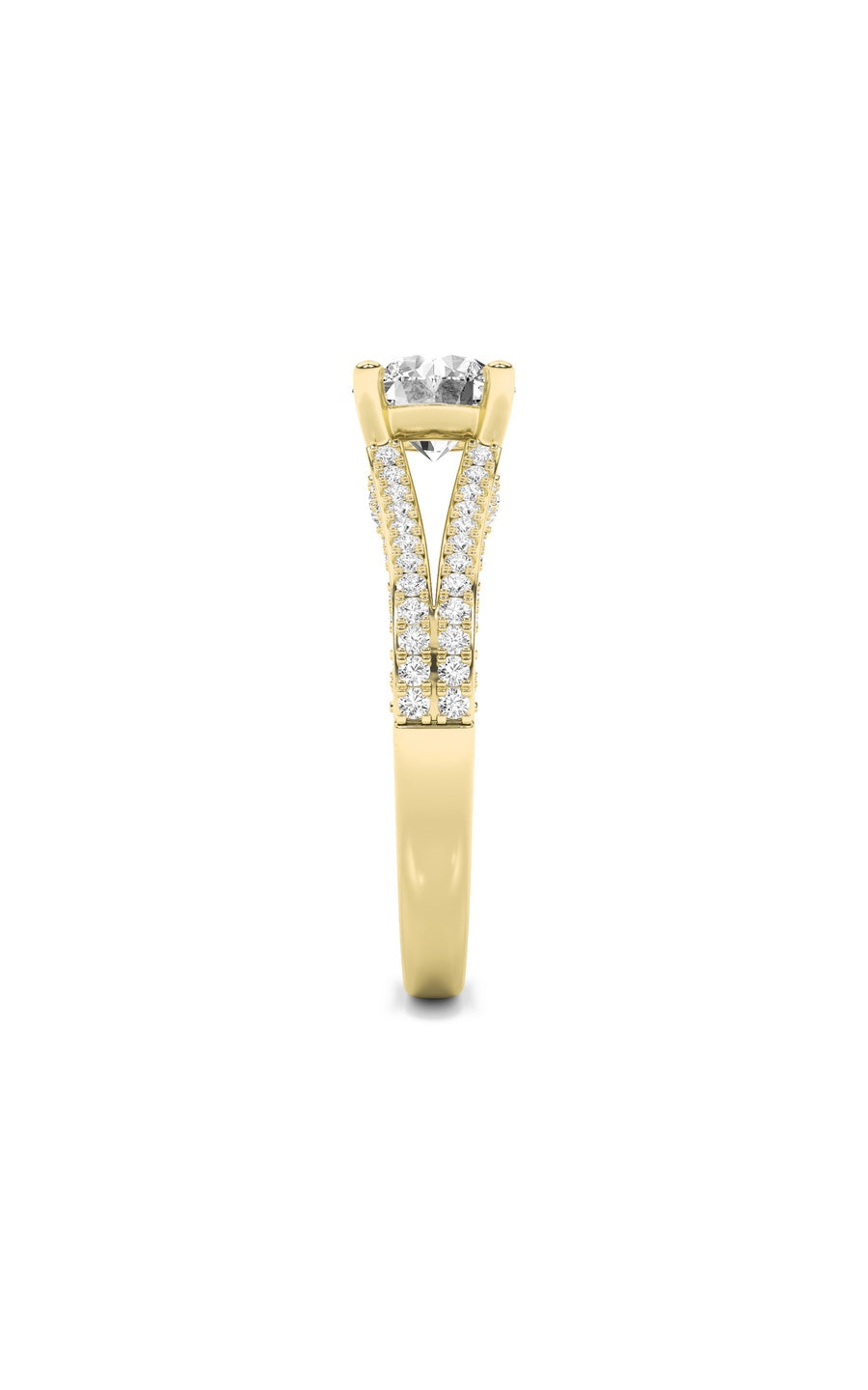 2Cttw Round Shaped Lab Grown Diamond (F/VS) SplitShank Accented Engagement Ring in 14K Gold