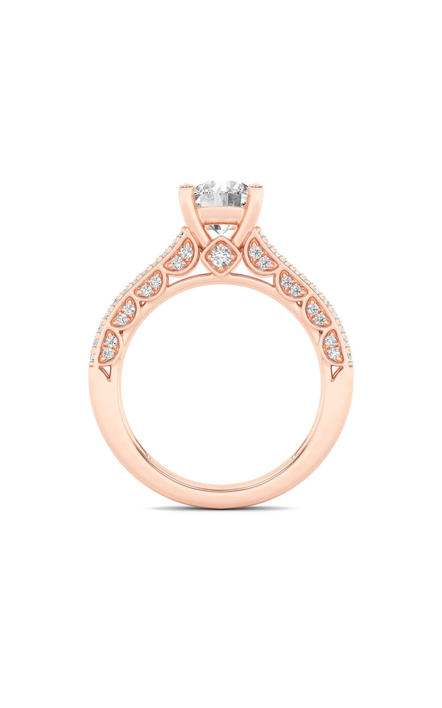 2Cttw Round Shaped Lab Grown Diamond (F/VS) SplitShank Accented Engagement Ring in 14K Gold