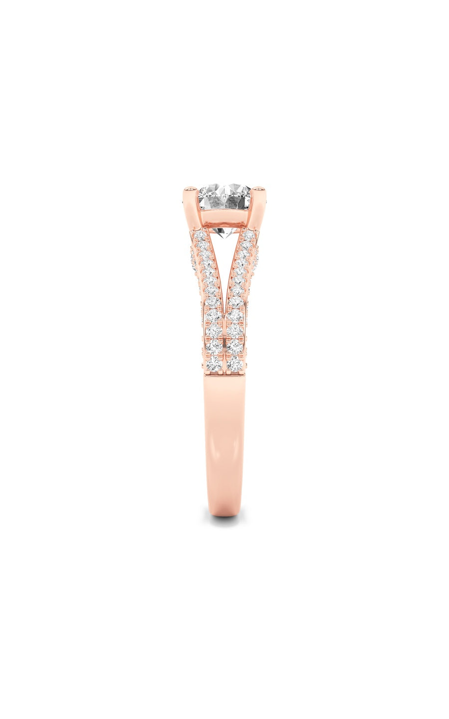 2Cttw Round Shaped Lab Grown Diamond (F/VS) SplitShank Accented Engagement Ring in 14K Gold