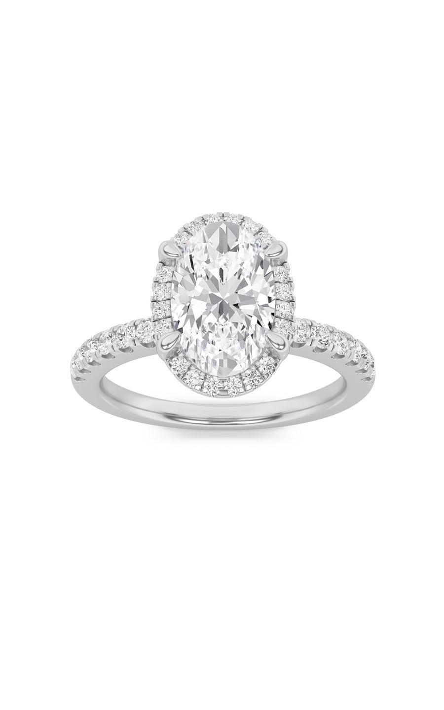 2Cttw Oval Shaped Lab Grown Diamond (F/VS) Halo Accented Engagement Ring in 14K Gold