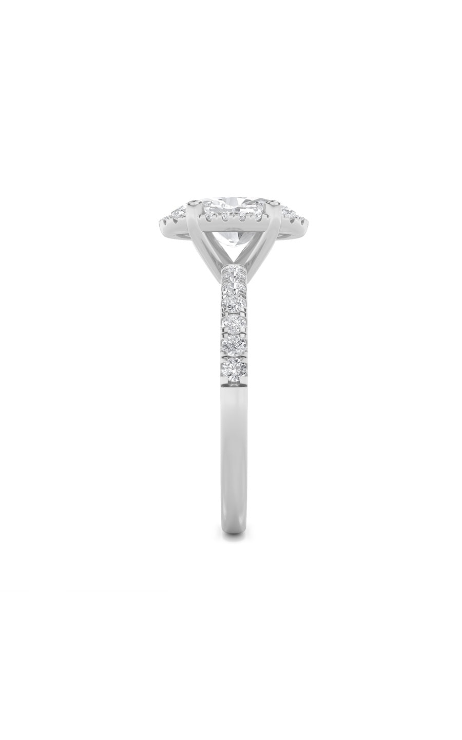 2Cttw Oval Shaped Lab Grown Diamond (F/VS) Halo Accented Engagement Ring in 14K Gold