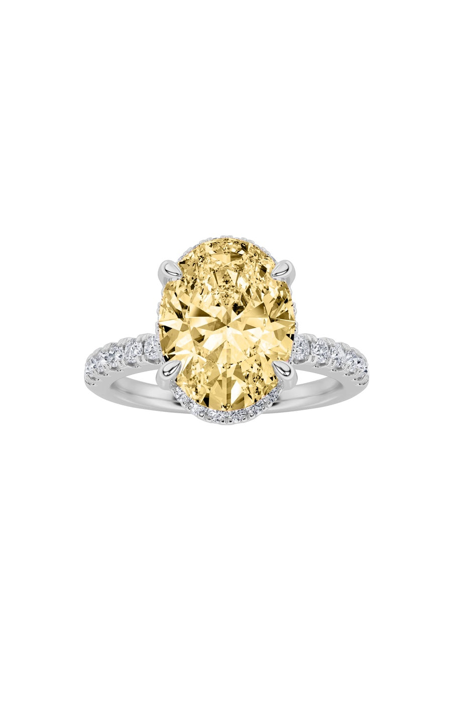 2Cttw Oval Shaped Lab Grown Diamond (F/VS) Halo Accented Engagement Ring in 14K Gold