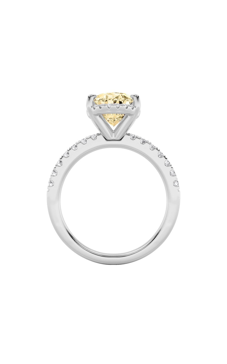 2CTW Oval Shaped Lab Grown Diamond (F/VS) Halo Accented Engagement Ring in 14K Gold