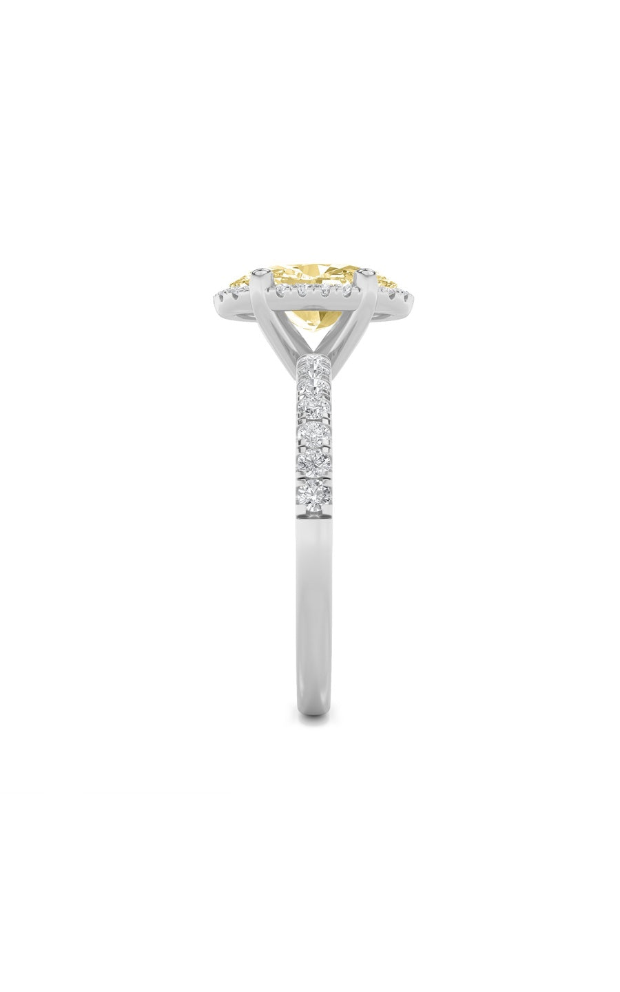2Cttw Oval Shaped Lab Grown Diamond (F/VS) Halo Accented Engagement Ring in 14K Gold