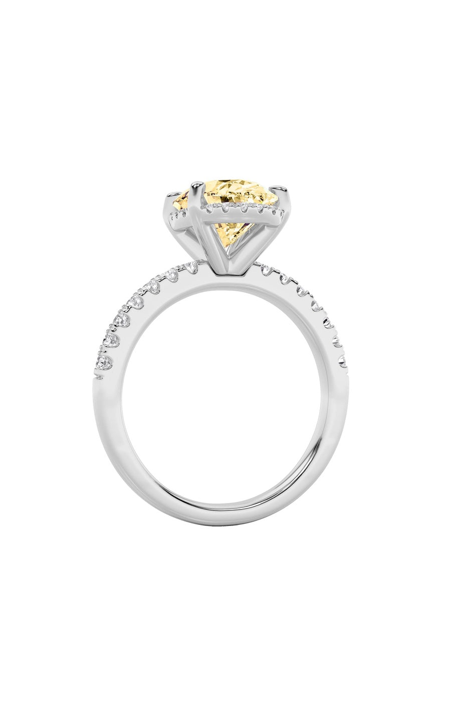 2Cttw Oval Shaped Lab Grown Diamond (F/VS) Halo Accented Engagement Ring in 14K Gold
