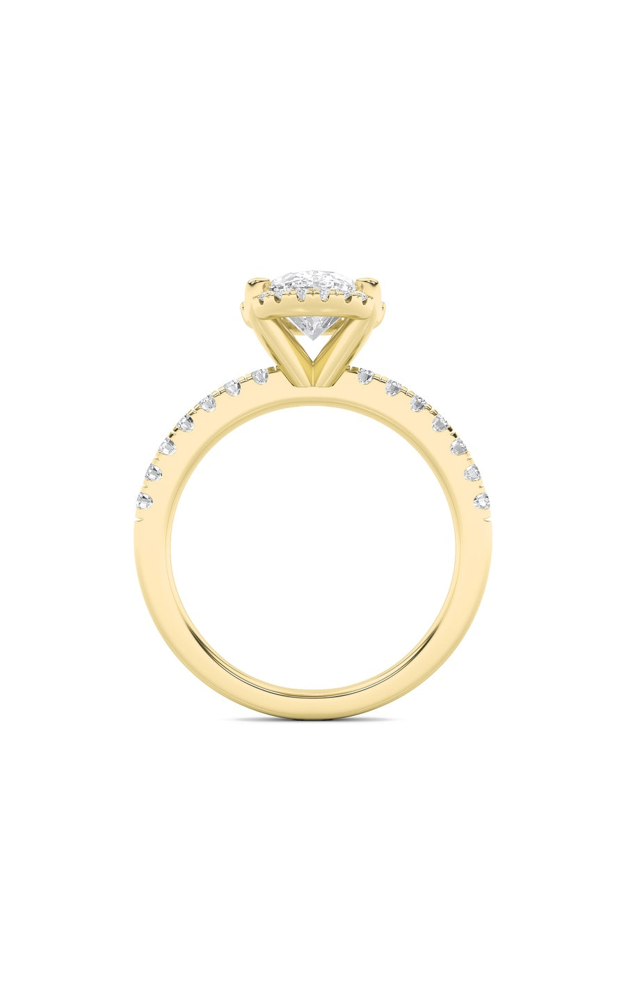 2Cttw Oval Shaped Lab Grown Diamond (F/VS) Halo Accented Engagement Ring in 14K Gold