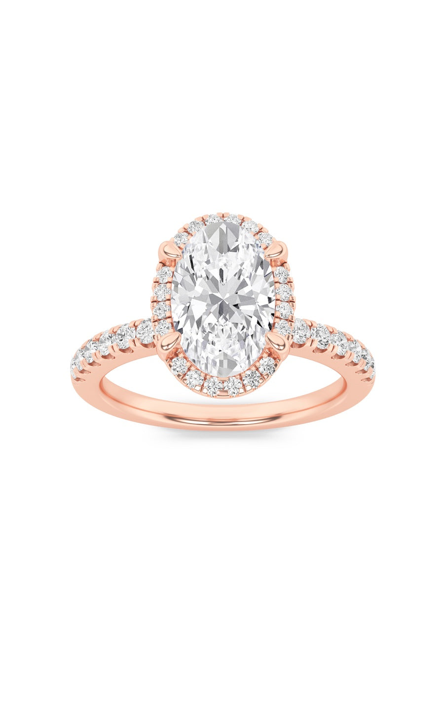 2Cttw Oval Shaped Lab Grown Diamond (F/VS) Halo Accented Engagement Ring in 14K Gold