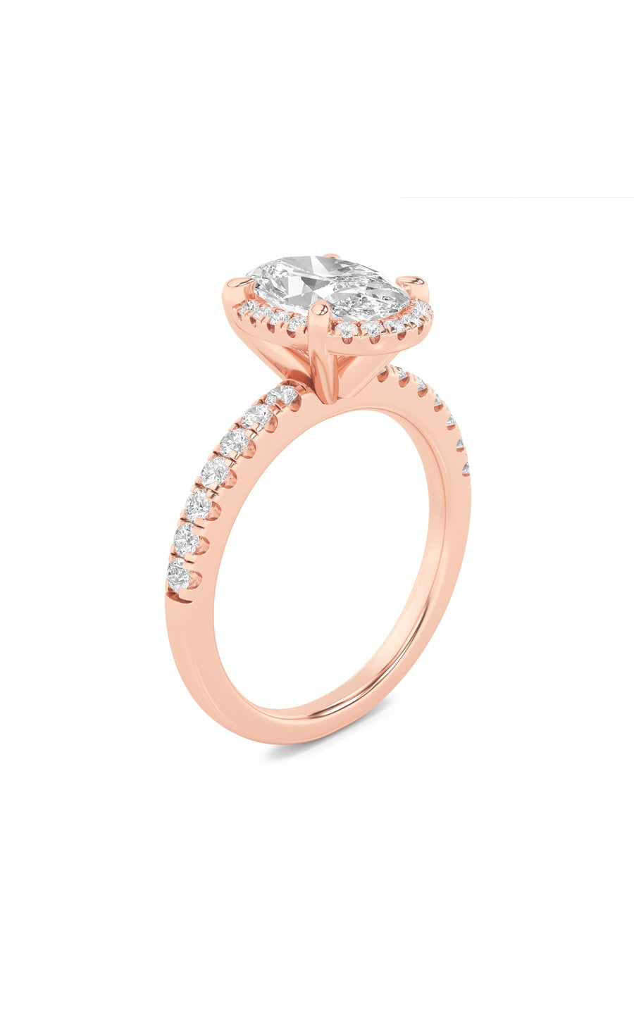 2CTW Oval Shaped Lab Grown Diamond (F/VS) Halo Accented Engagement Ring in 14K Gold